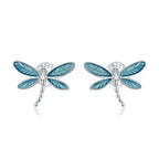 925 Sterling Silver & Platinum Plated Pavé Setting CZ Earrings