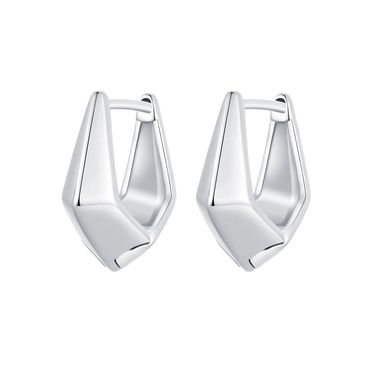 925 Sterling Silver White Gold Plated Earrings 14x6.5mm for Women