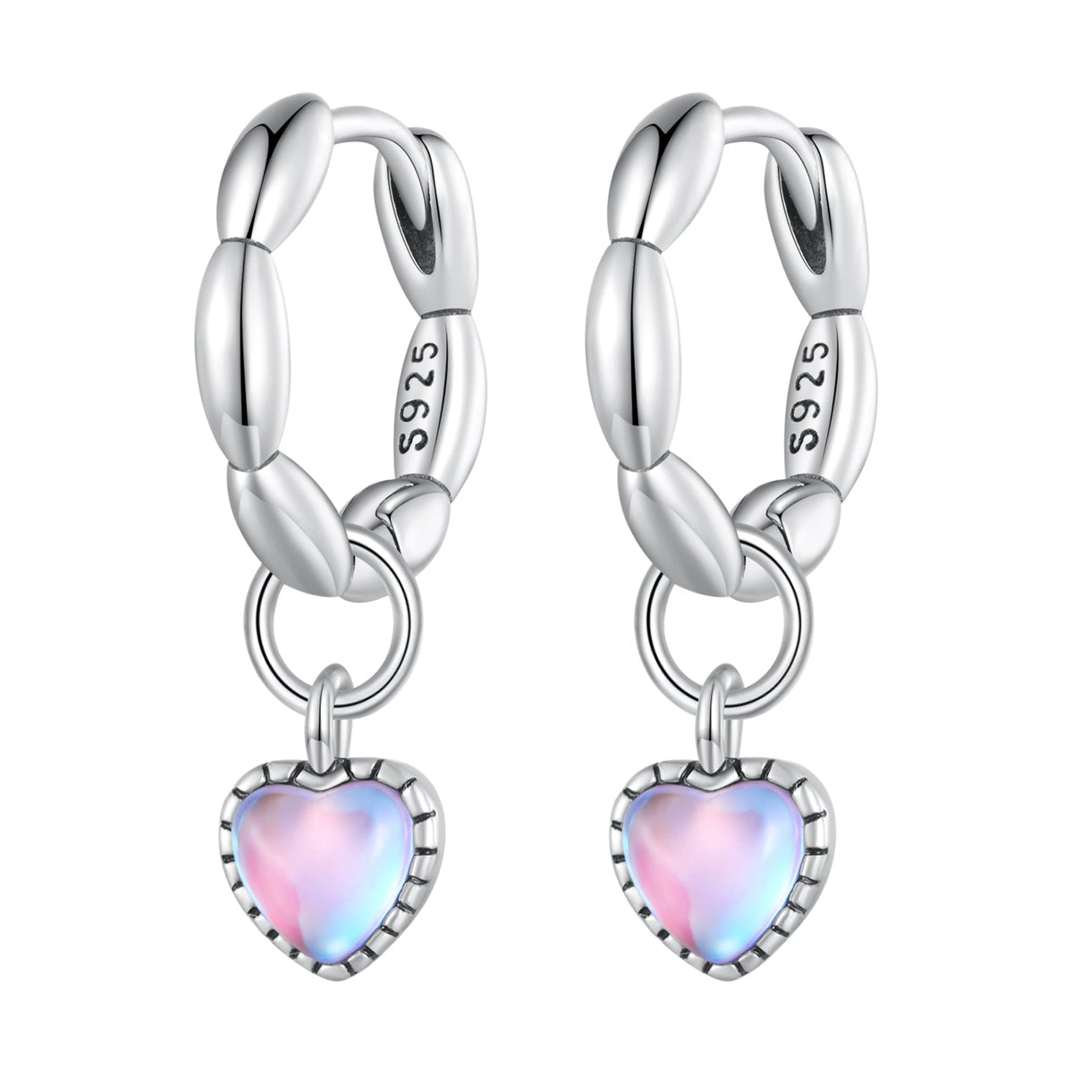 S925 Sterling Silver Earrings with Transparent Glass for Women