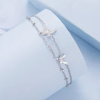 925 Sterling Silver Bracelets with Platinum Plating and CZ Stones - 150+60mm