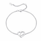 925 Sterling Silver Plated White Gold Bracelet 21cm for Women