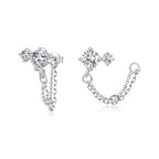 925 Sterling Silver White Gold Plated Pavé Setting CZ Earrings, 1.5cm for Women