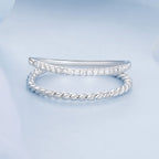 925 Sterling Silver Ring 6.0 Size with Pavé Setting CZ