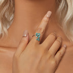 925 Sterling Silver Enamel Pavé CZ Ring for Women