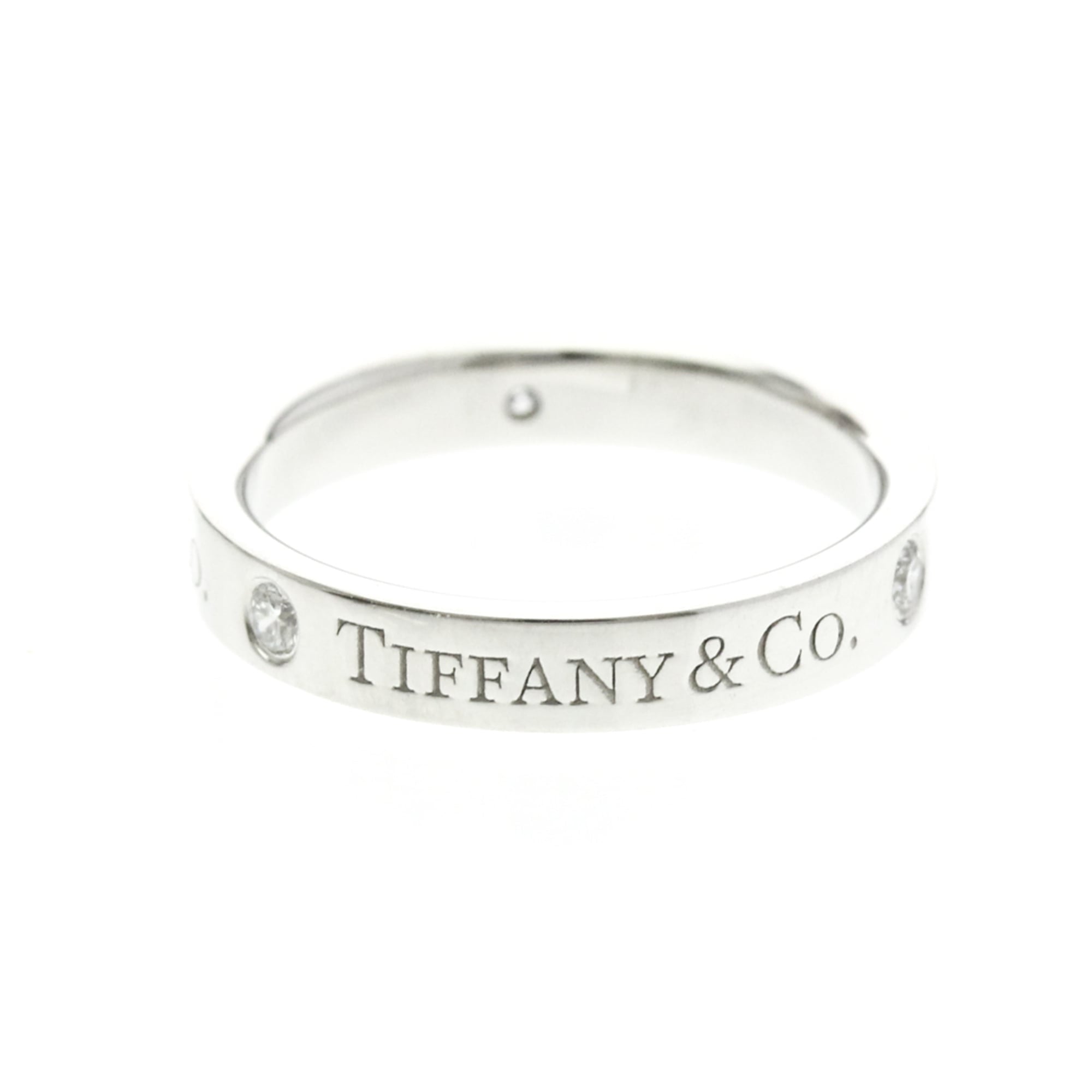 Tiffany & Co. Flat Band Ring — Platinum, Three Diamonds, No Filler