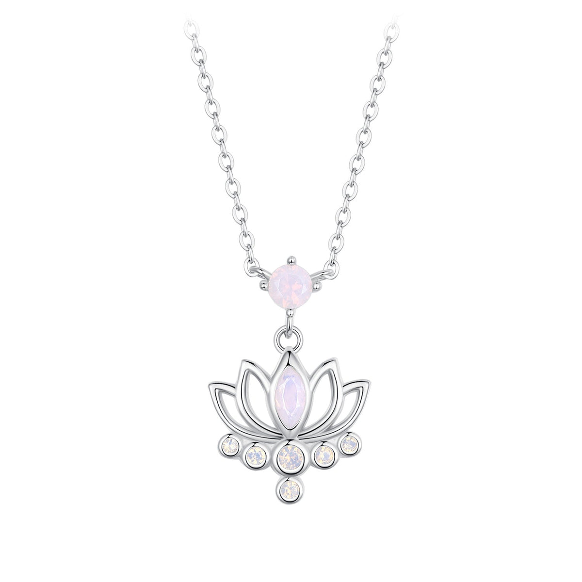 925 Sterling Silver Opal Nanometer Stone Necklace for Women