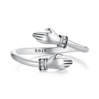 925 Sterling Silver Oxidized Pavé CZ Ring