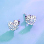 925 Sterling Silver Earrings with Pave Setting CZ and White Gold Plating