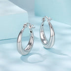 925 Sterling Silver White Gold Plated Earrings 3.0*0.7cm for Women