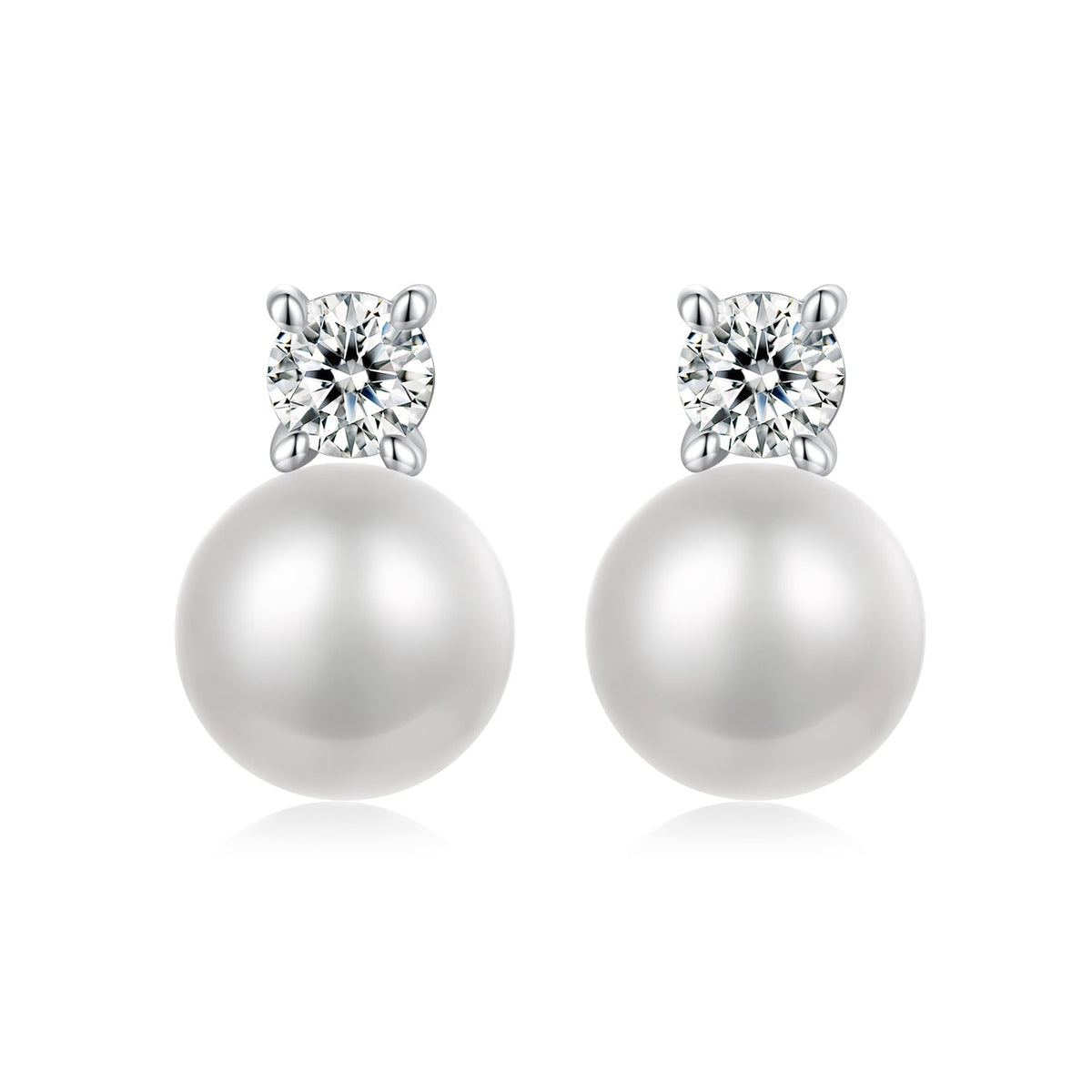 925 Sterling Silver Moissanite 0.1ct Freshwater Pearl Earrings for Women