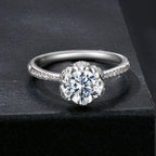 925 Sterling Silver Moissanite Ring 1ct Size 6 White Gold Plated for Women