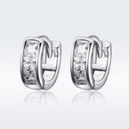 925 Sterling Silver Plated Platinum Pavé Setting CZ Earrings