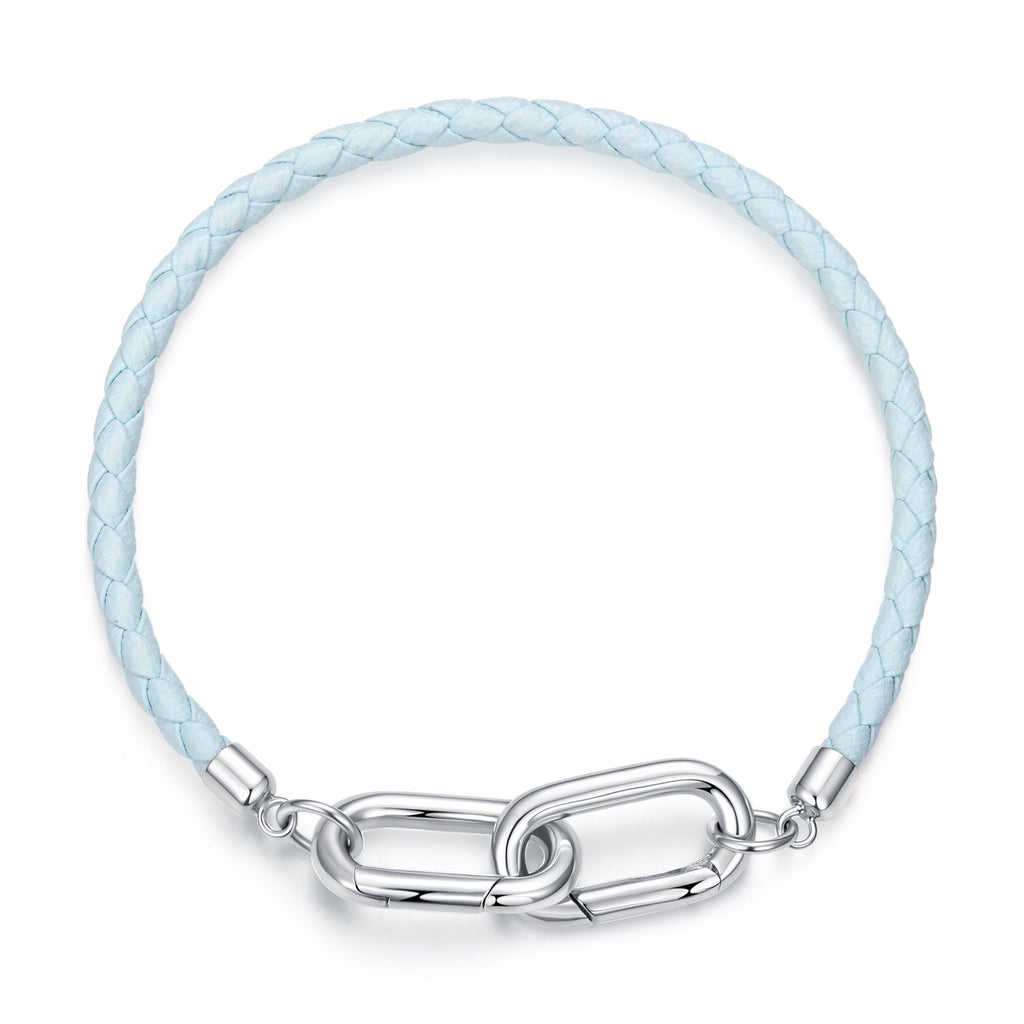 925 Sterling Silver White Gold Plated Hand Rope 17cm Bracelet for Women