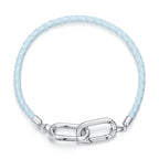 925 Sterling Silver White Gold Plated Hand Rope 17cm Bracelet for Women