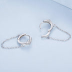 925 Sterling Silver Earrings with Pavé Setting and Platinum Plating, 2.7 x 0.6 cm for Women