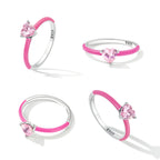 925 Sterling Silver Enamel Pavé CZ Ring Size 7 for Women