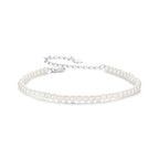 925 Sterling Silver White Gold Plated Shell Pearl Bracelet 16+6cm for Women