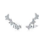 925 Sterling Silver Earrings - 1.4x0.5 cm - Platinum Plated for Women