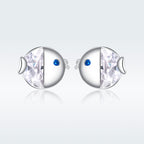 925 Sterling Silver Earrings with Pavé Setting CZ, Size 0.6*0.7cm, for Women