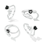 925 Sterling Silver Oxidized Pavé Setting CZ Ring