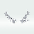 925 Sterling Silver Earrings - 1.4x0.5 cm - Platinum Plated for Women