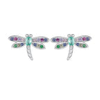 925 Sterling Silver Earrings with Pavé CZ and Transparent Glass