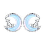 925 Sterling Silver Earrings with Transparent Glass, 13mm x 12mm for Women