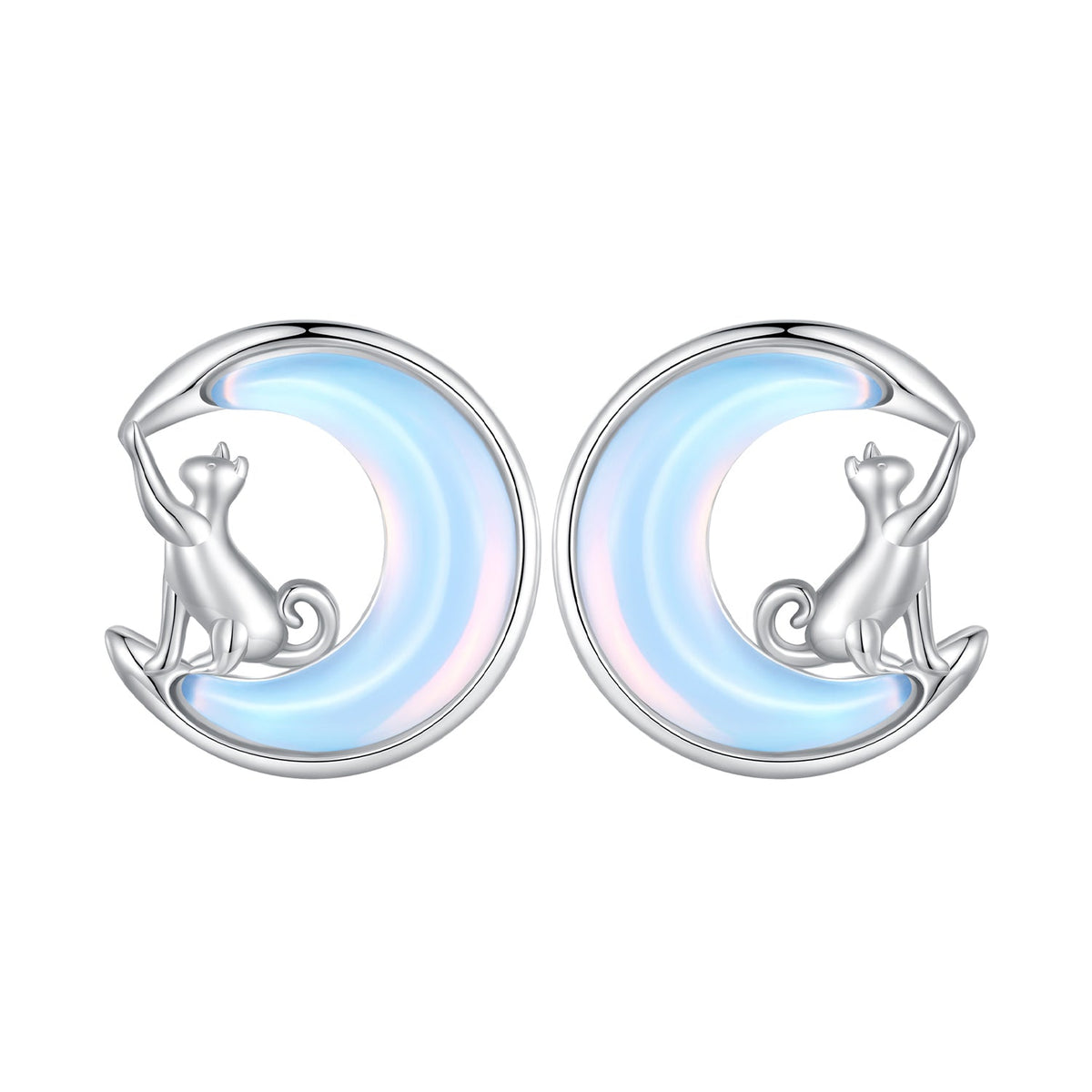 925 Sterling Silver Earrings with Transparent Glass, 13mm x 12mm for Women
