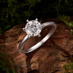 925 Sterling Silver White Gold Plated 0.5ct Moissanite Size 6S Ring for Women