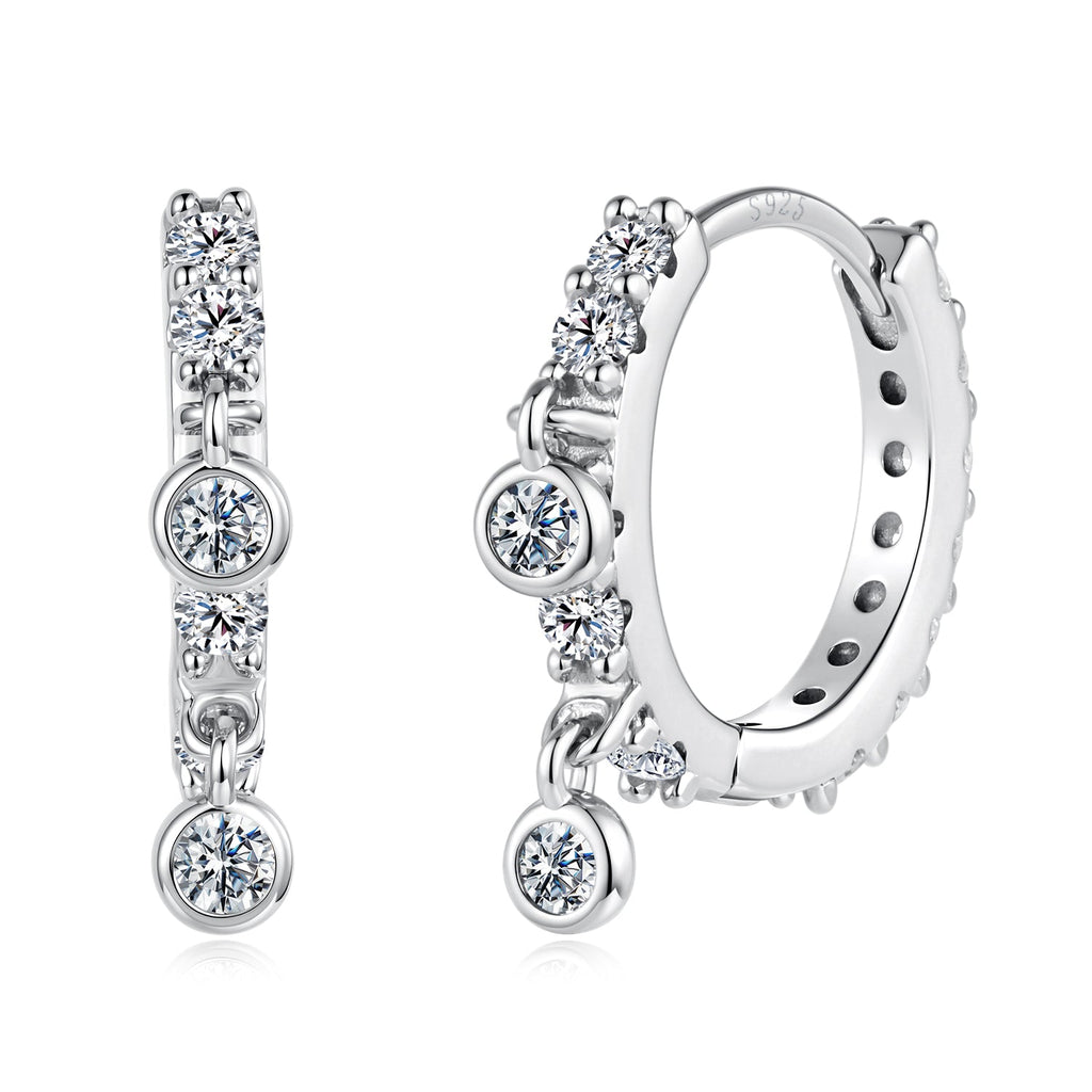 925 Sterling Silver White Gold Plated CZ Hoop Earrings for Women