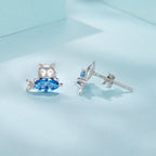 925 Sterling Silver 0.8cm White Gold Plated CZ Earrings for Women