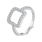 925 Sterling Silver White Gold Plated Size 6 Moissanite Ring for Women