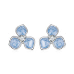 925 Sterling Silver Enamel White Gold Plated CZ Earrings