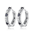 S925 Oxidized Silver Pavé CZ Earrings Size 14*2.5mm for Women