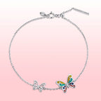925 Sterling Silver Adjustable Butterfly Enamel Bracelet for Women