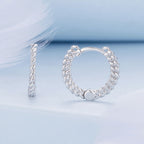 925 Sterling Silver Earrings Size 14*1.5mm Plated Platinum for Women