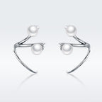 925 Sterling Silver Oxidized Earrings with Shell Pearl for Women