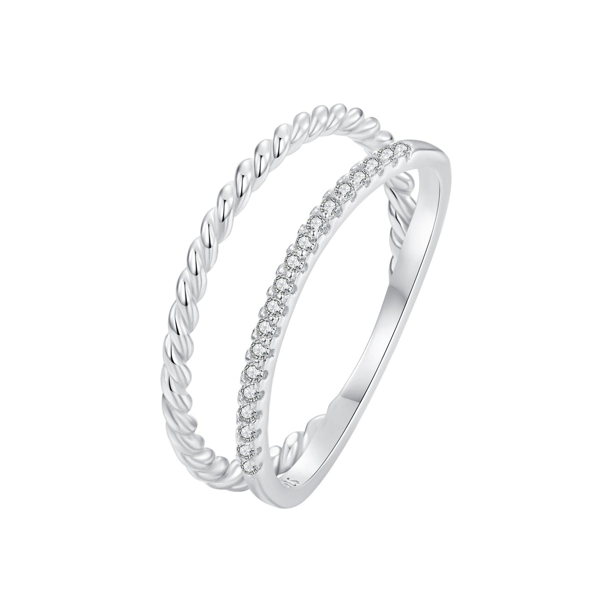 925 Sterling Silver Ring 6.0 Size with Pavé Setting CZ
