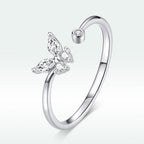 925 Sterling Silver Ring with Pavé Setting CZ, Butterfly Design, 0.6cm for Women