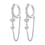 925 Sterling Silver Earrings with Pavé Setting CZ, 34*6mm for Women