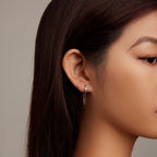 925 Sterling Silver Earrings with Pavé Setting and Platinum Plating, 2.7 x 0.6 cm for Women