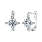 925 Sterling Silver White Gold Plated 0.50 Carat Moissanite Pavé CZ 1.3cm Earrings for Women