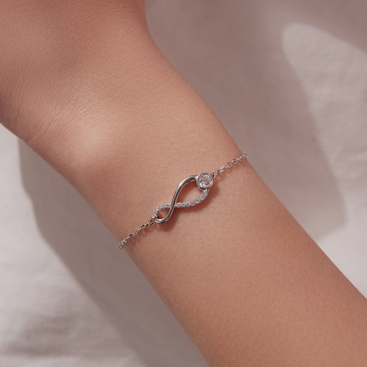 925 Sterling Silver Moissanite Pavé Bracelet for Women - 21cm, White Gold Plated, CZ