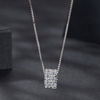 925 Sterling Silver & Moissanite Necklace, 40+5cm Length, White Gold Plated, Women's Jewelry