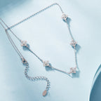 925 Sterling Silver + Moissanite Necklace with Plated White Gold - 40+5cm Length for Women