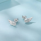 925 Sterling Silver White Gold Plated CZ Pavé Set 0.4x0.9 cm Earrings for Women
