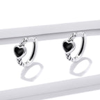 925 Sterling Silver Oxidized Enamel Earrings for Women - 1.2*0.5 cm
