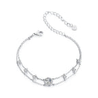 925 Sterling Silver 5.0mm Moissanite Bracelet with CZ and White Gold Plating for Women
