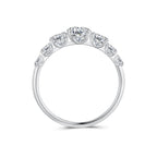 925 Sterling Silver Moissanite Engagement Ring with 5mm, 4mm, 3mm, 2.5mm Stones for Women