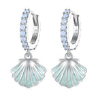 925 Sterling Silver Opal Enamel Earrings - 21x10mm for Women